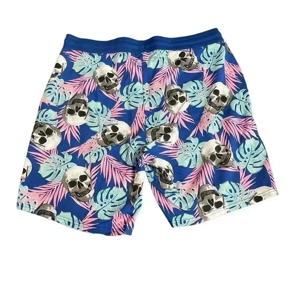 No Boundaries Men’s Lounge Shorts Tropical Palm Skulls Goth New